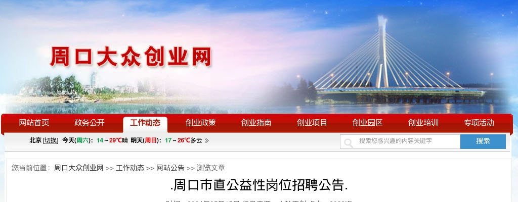 2024周口市直公益性岗位招聘46人公告 图片